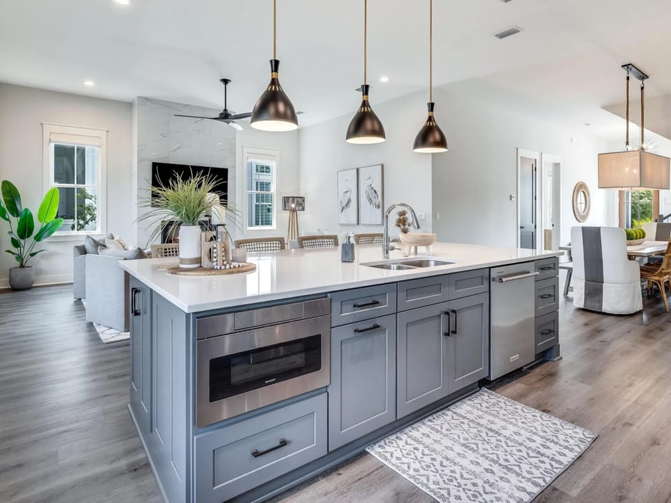 Large Kitchen Island - Sink, Microwave, Dishwasher