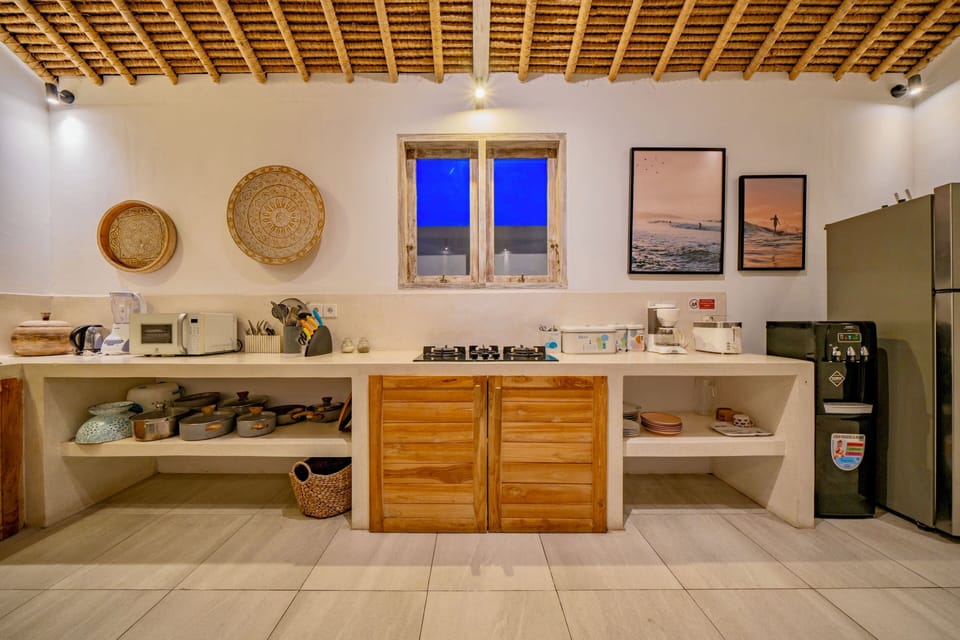 Deluxe Villa, Patio, Pool View | Private kitchen | Fridge, microwave, stovetop, electric kettle
