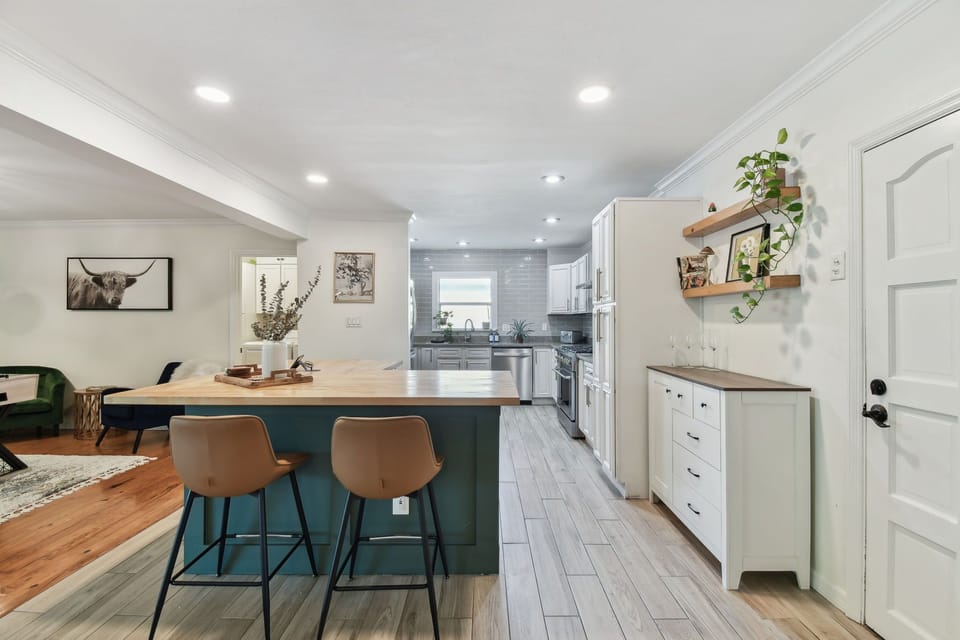 Kitchen island with bar seating for casual meals.