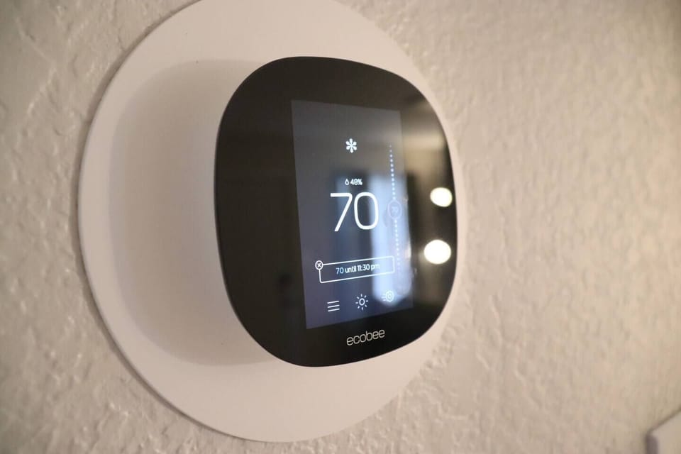 Smart thermostat, to keep your place nice and cool before your arrival. You’ll come to a perfect fresh place on the hot summer days. 