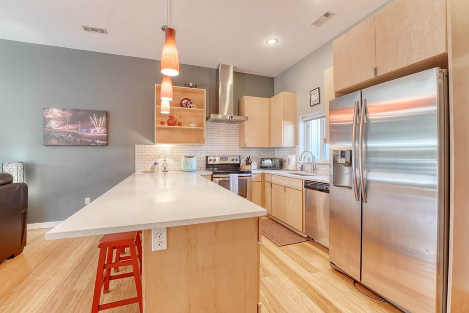 Full kitchen with large fridge/freezer, stove, and plenty of counter space—cook your favorite meals with ease.