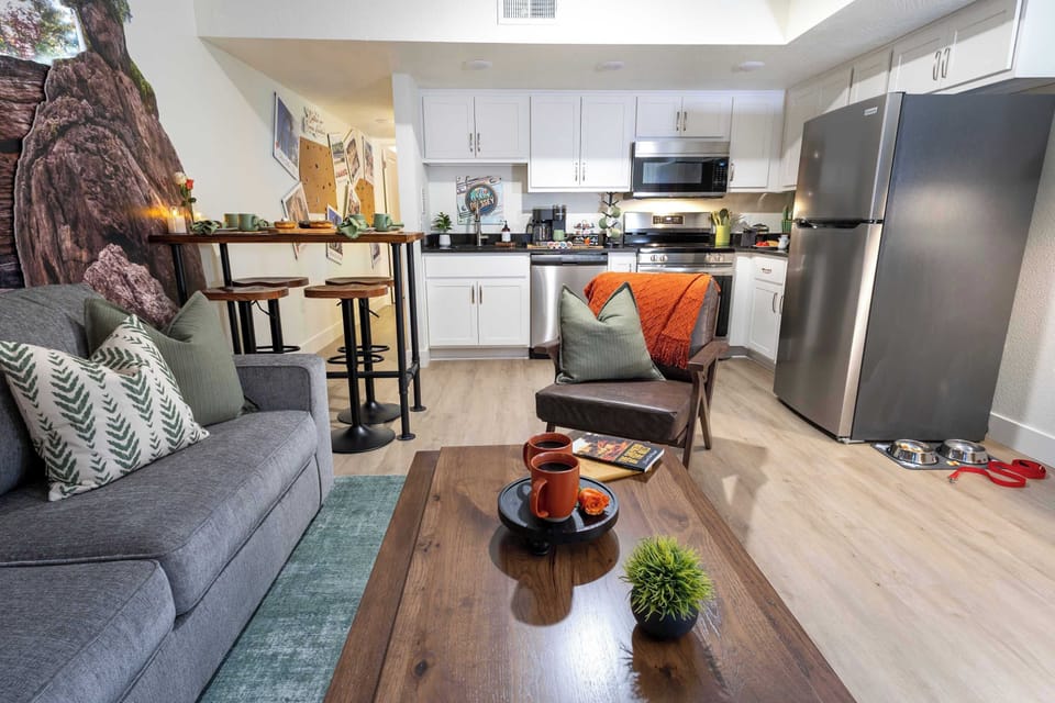Ozark Odyssyey offers an open-concept living, dining, and kitchen space.