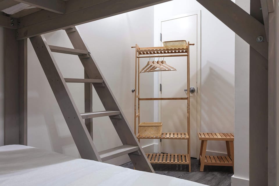 Ladder access to loft space with functional storage