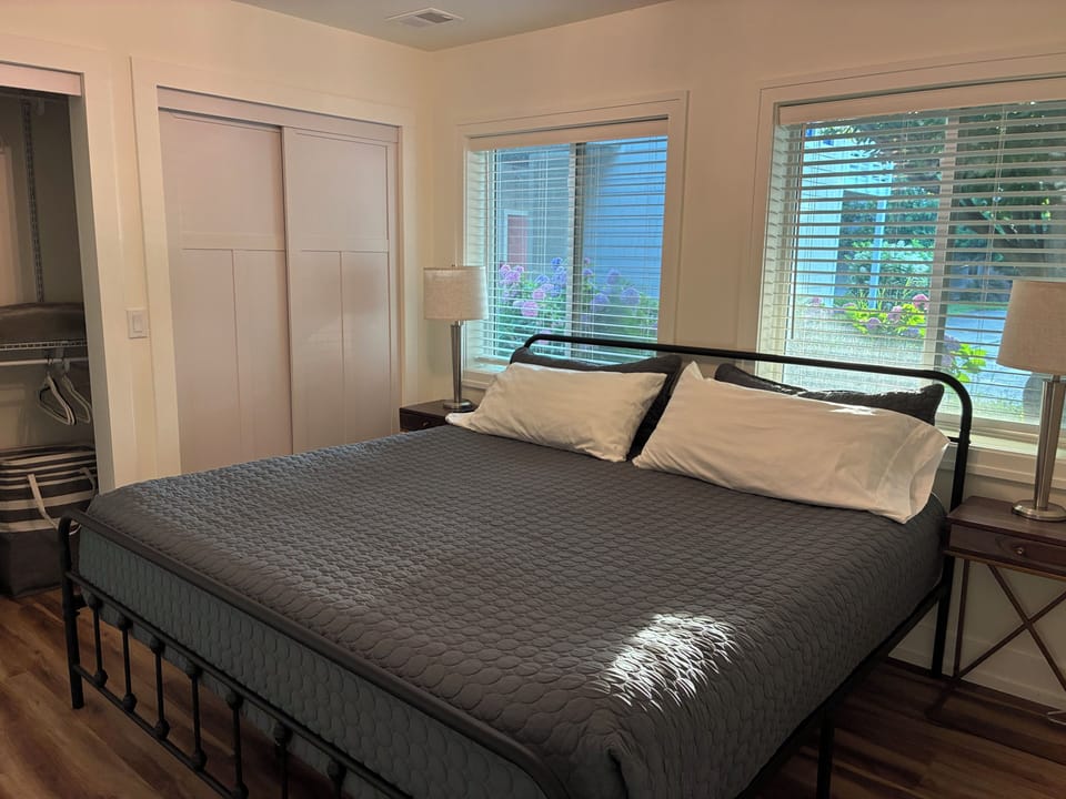 King bed, TV, ample closet space