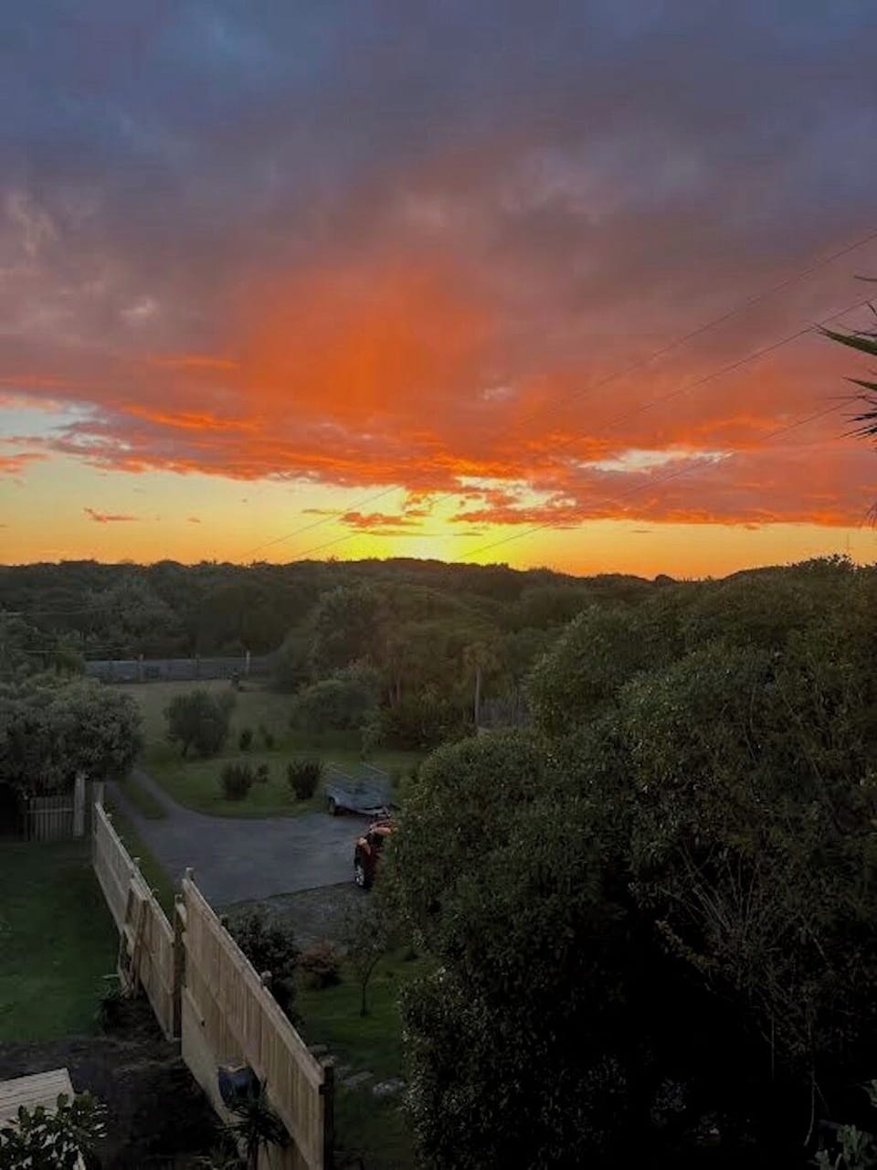 Sunset view from the top of the stairs.