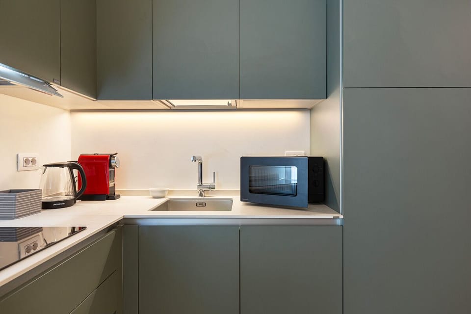 Apartment | Private kitchen | Fridge, microwave, stovetop, dishwasher