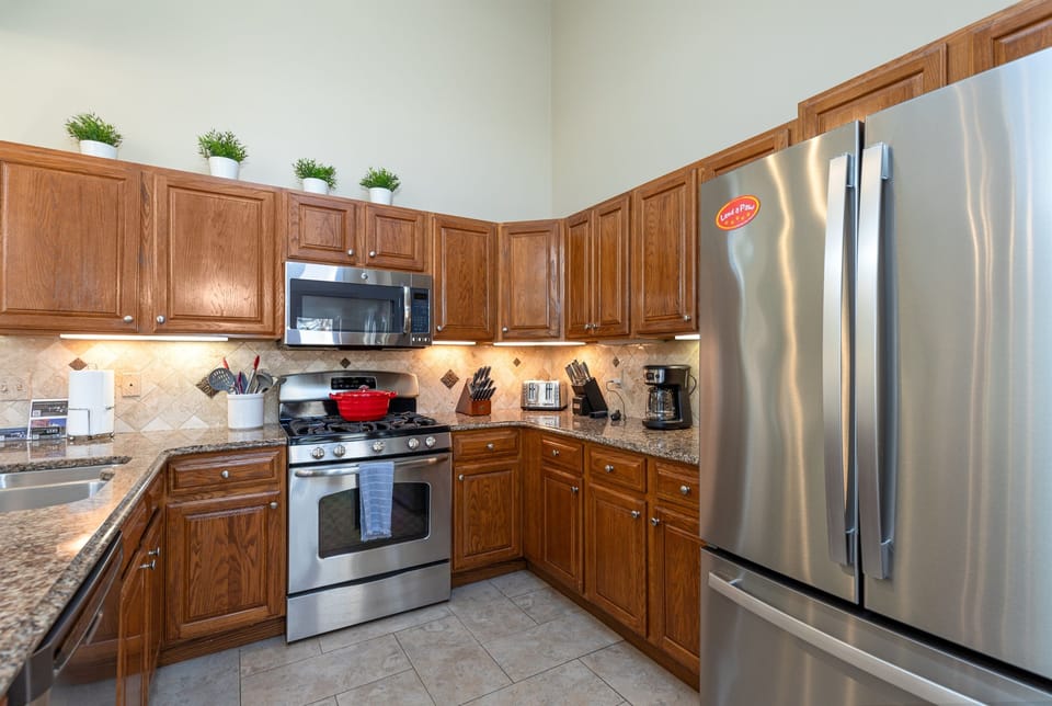 This home features a large, fully-stocked kitchen.