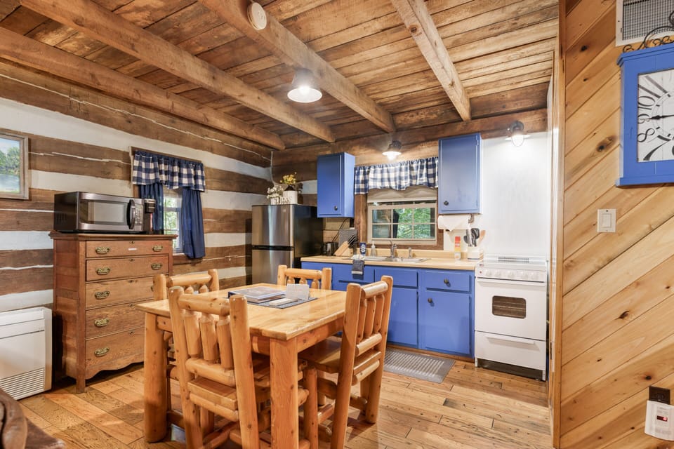 Fully stocked kitchen and dining area