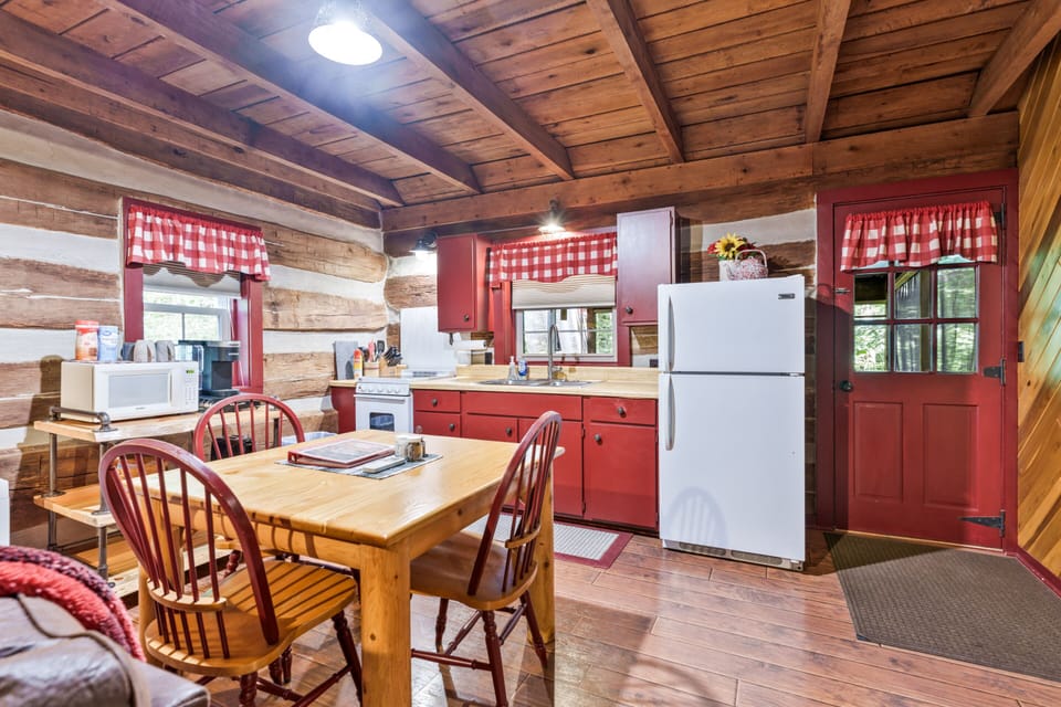Fully stocked kitchen and dining area