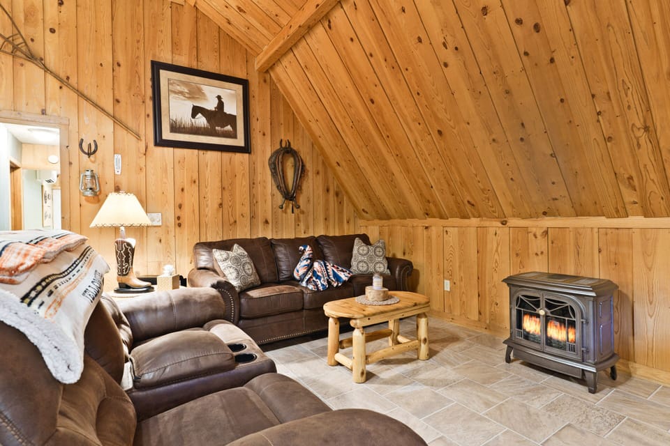 Western theme and fireplace
