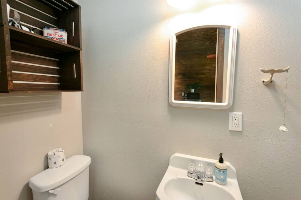 Clean, simple bathroom with everything you need for comfort