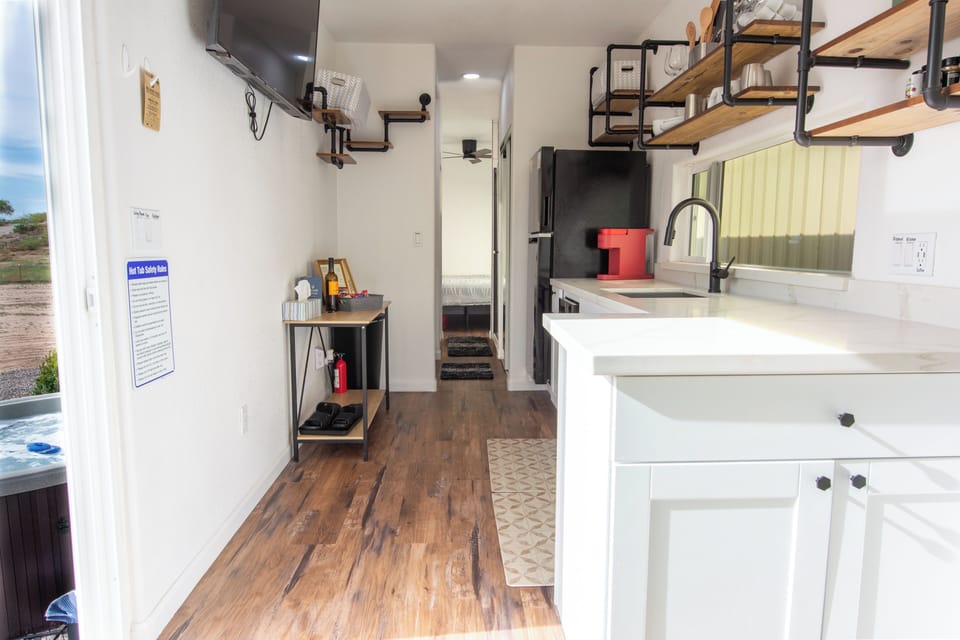 Kitchenette, we have spices, oil, and pots/pans to cook