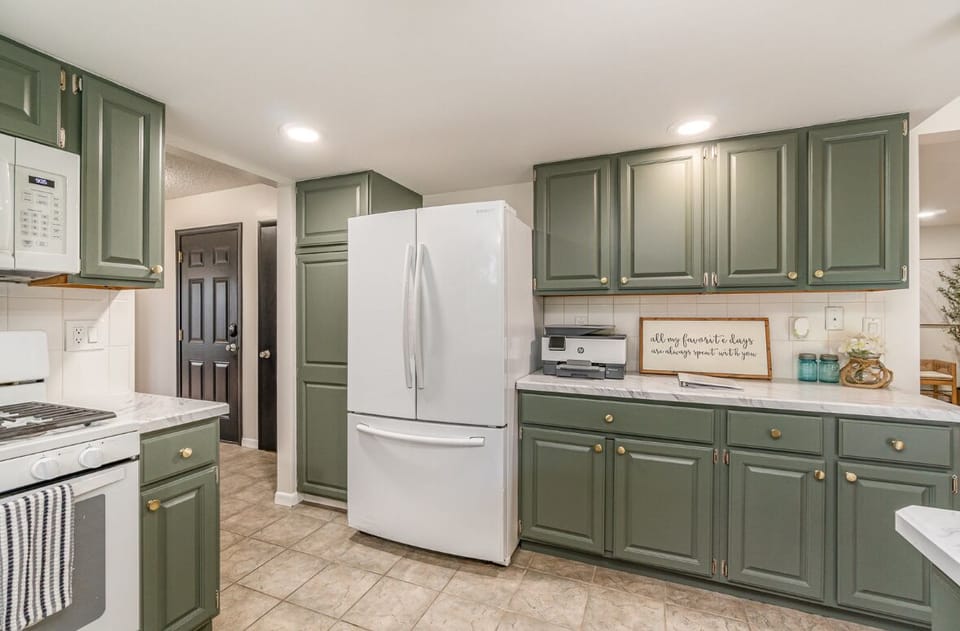 Pots and Pans included. First aid kit, fire extinguisher located upper cabinet