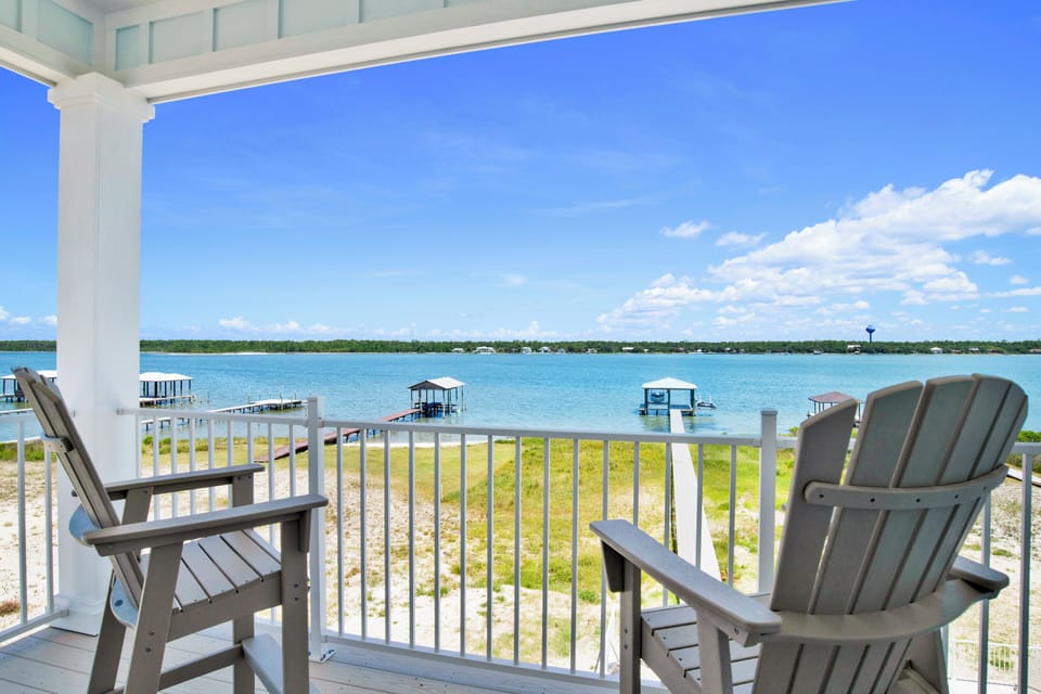 The private balcony has views of the Little Lagoon