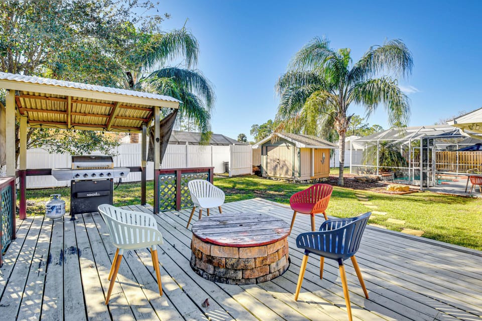 Deck | Gas Grill (Propane Provided) | Wood-Burning Fire Pit | Fenced-In Yard