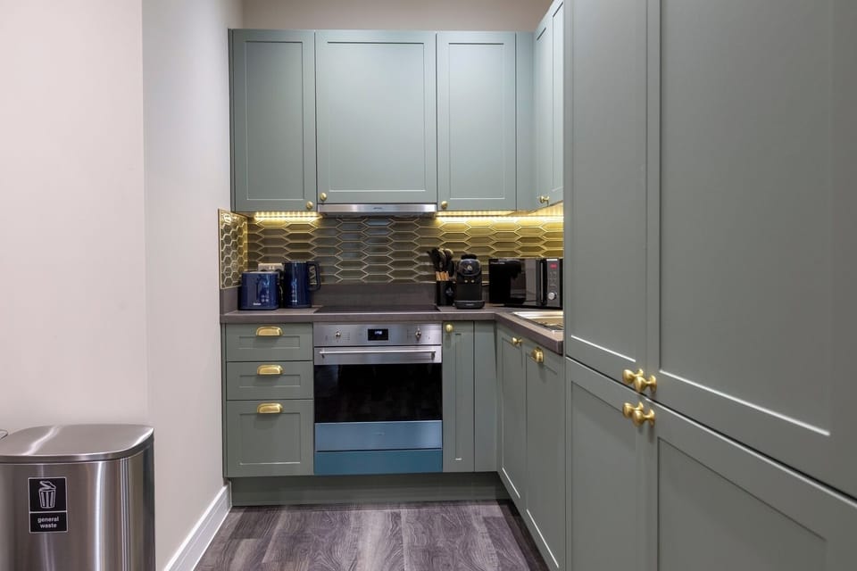 Open-plan kitchen and dining area.