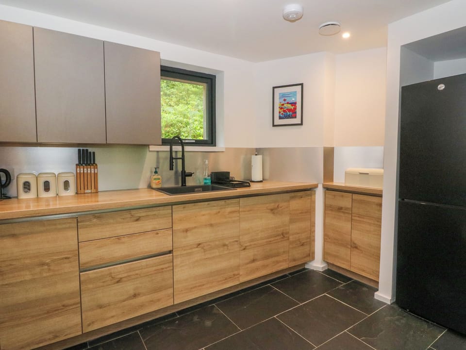 Fridge, dishwasher, cookware/dishes/utensils