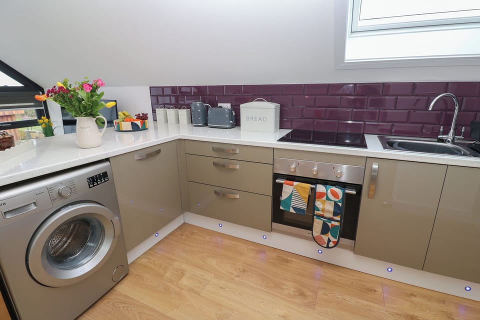 Fridge, dishwasher, electric kettle, toaster