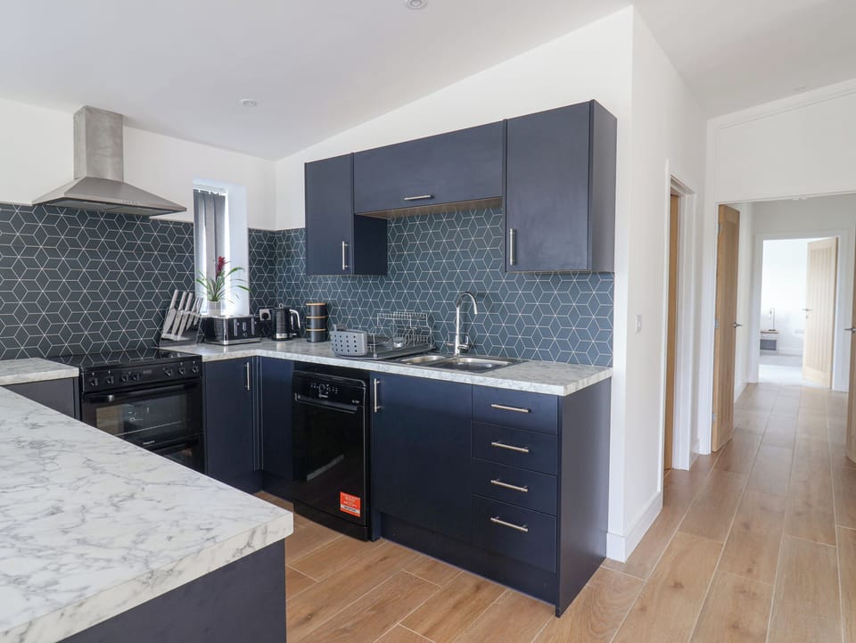 Fridge, dishwasher, electric kettle, toaster