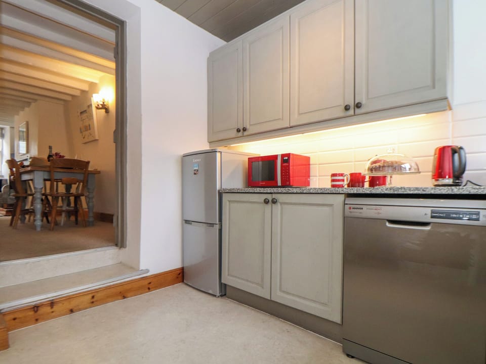 Fridge, dishwasher, electric kettle, toaster