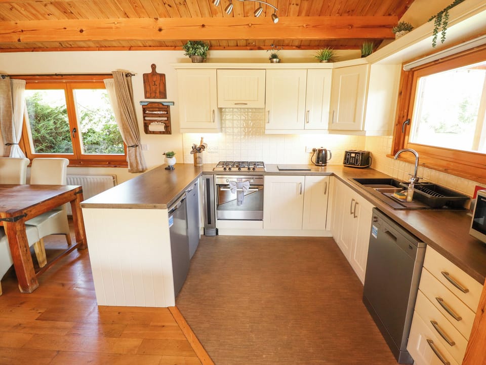 Fridge, dishwasher, electric kettle, toaster