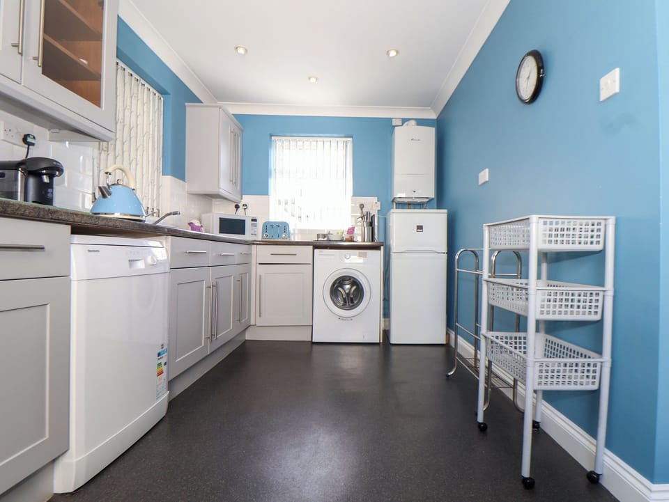Fridge, dishwasher, electric kettle, toaster