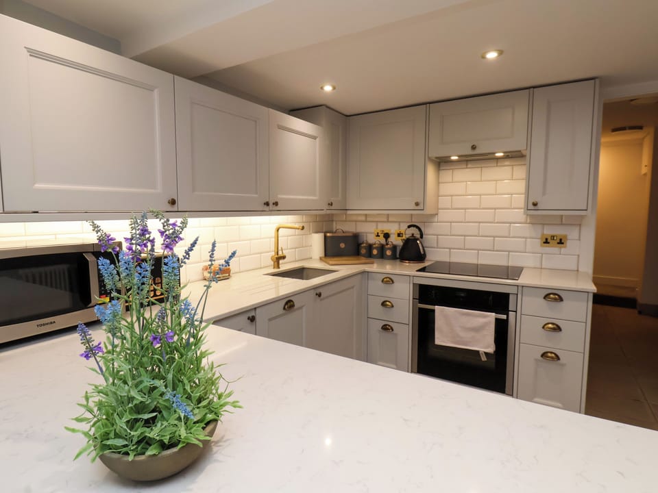 Fridge, dishwasher, cookware/dishes/utensils