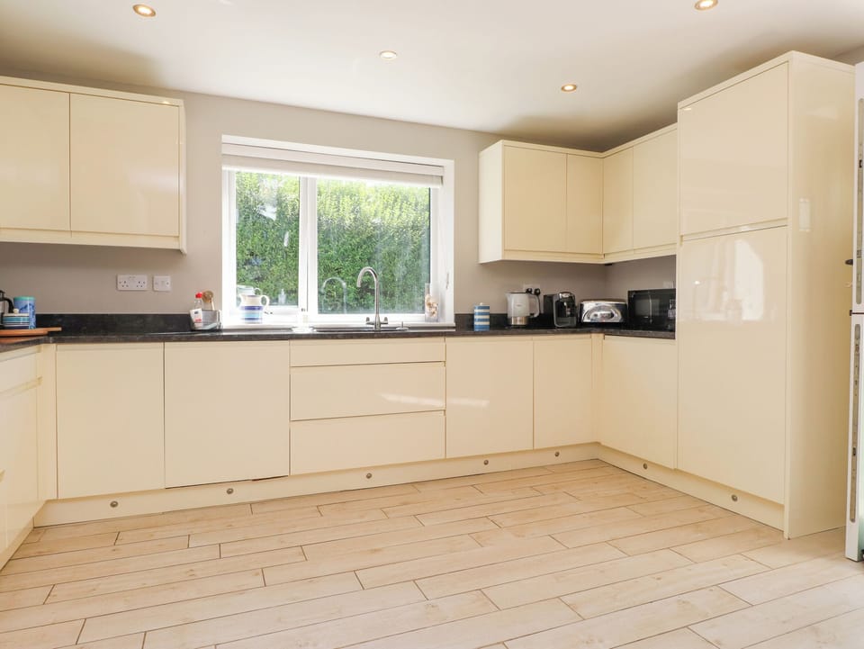 Fridge, dishwasher, cookware/dishes/utensils