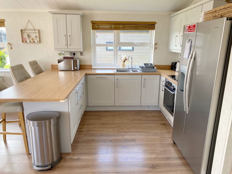 Fridge, dishwasher, electric kettle, toaster