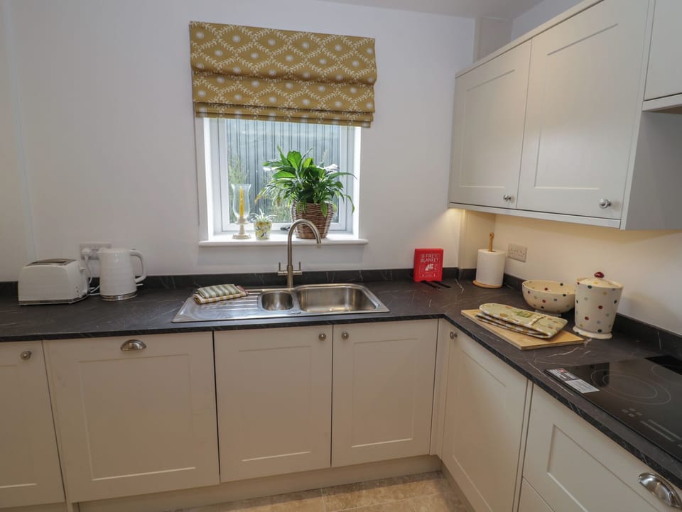 Fridge, dishwasher, electric kettle, toaster
