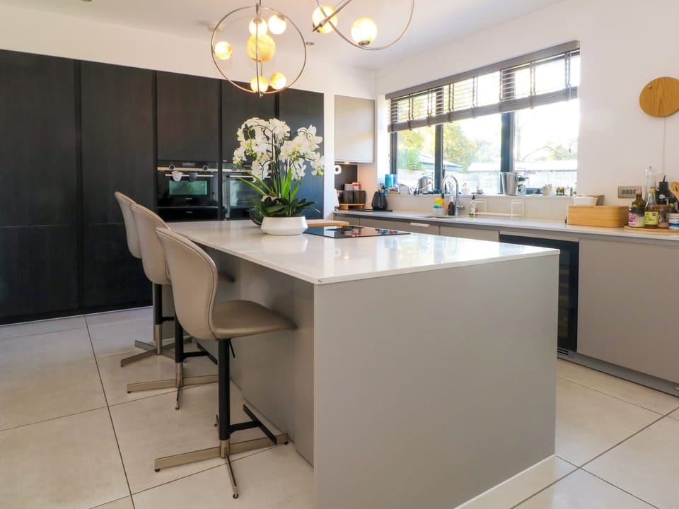 Fridge, dishwasher, cookware/dishes/utensils