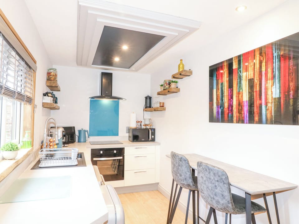 Fridge, dishwasher, electric kettle, toaster