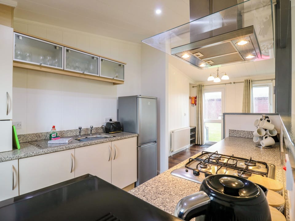 Fridge, dishwasher, electric kettle, toaster