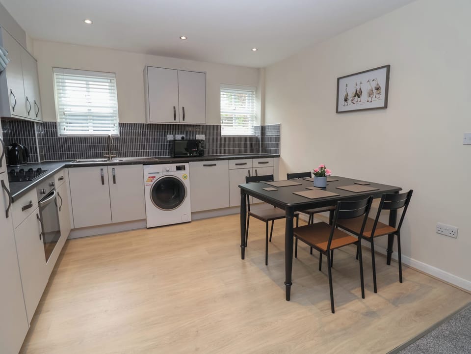 Fridge, dishwasher, electric kettle, toaster