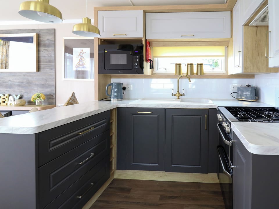 Fridge, dishwasher, electric kettle, toaster