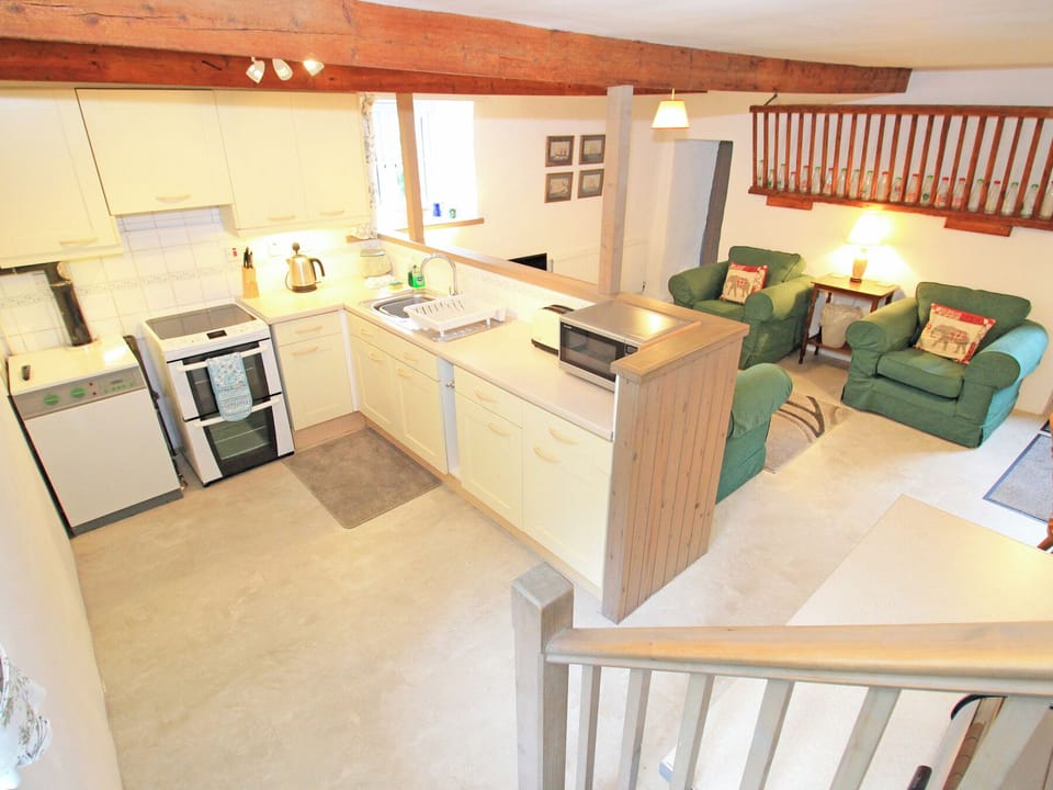 Fridge, electric kettle, toaster, cookware/dishes/utensils