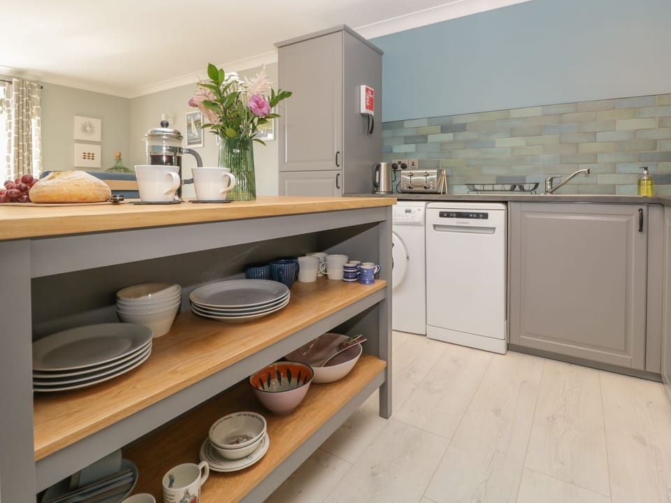 Fridge, dishwasher, electric kettle, toaster