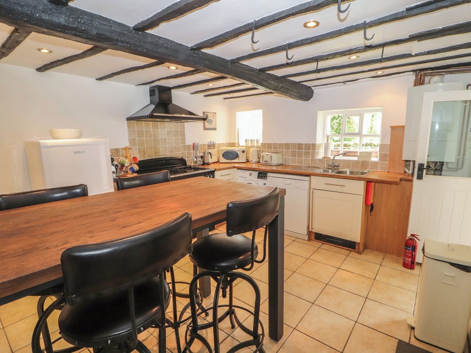 Fridge, dishwasher, cookware/dishes/utensils