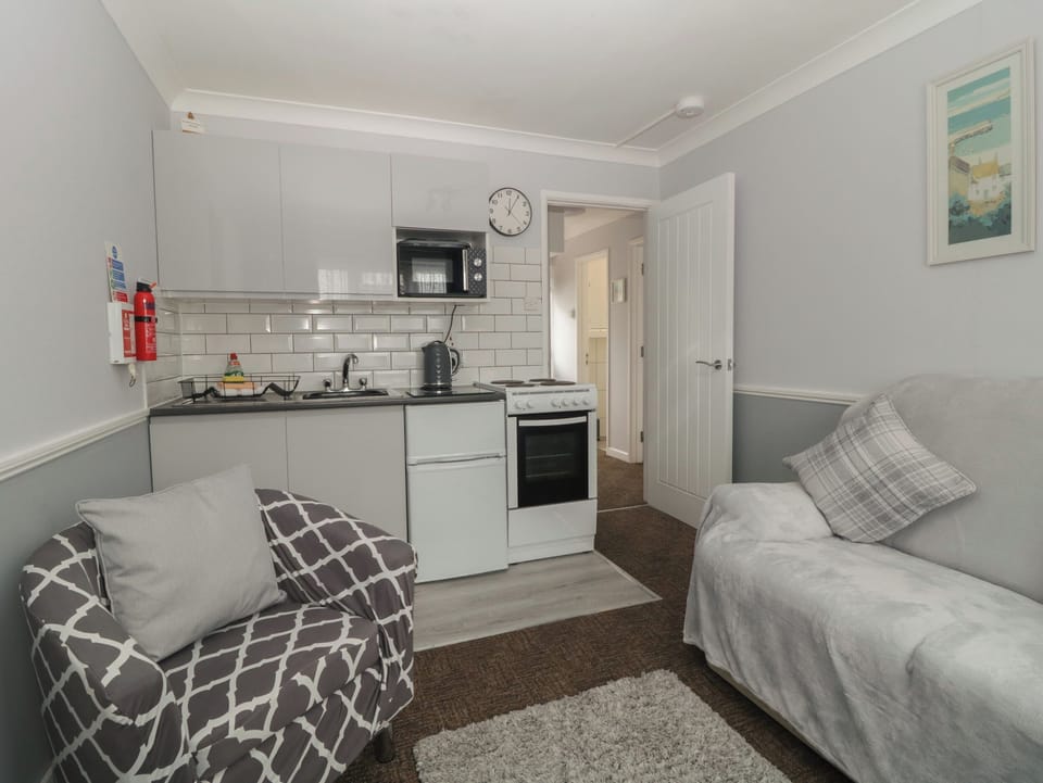 Fridge, electric kettle, toaster, cookware/dishes/utensils