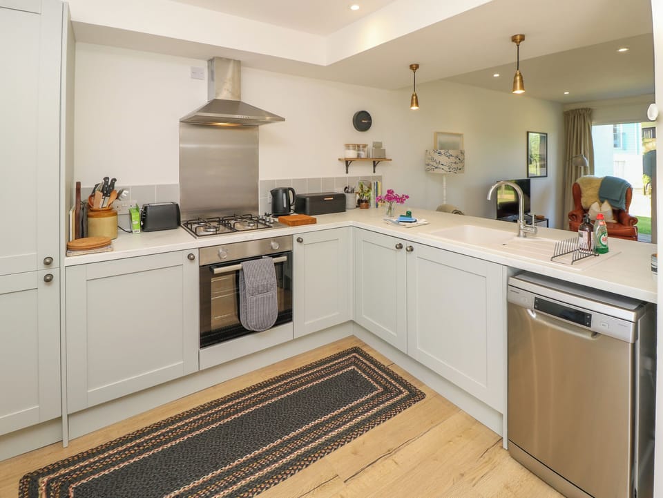 Fridge, dishwasher, electric kettle, toaster