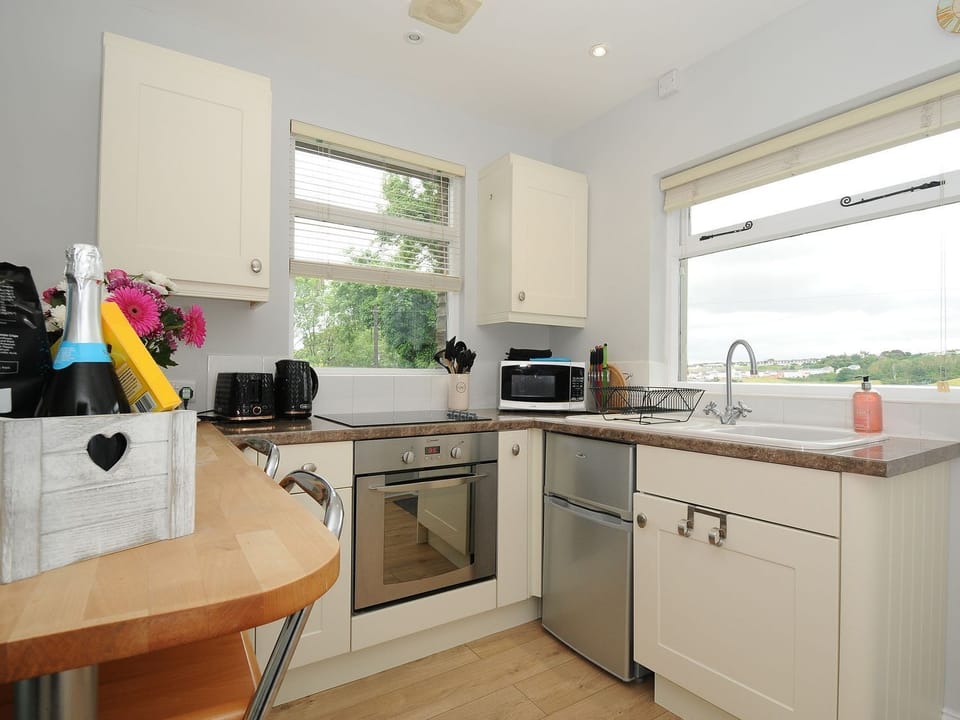 Fridge, electric kettle, toaster, cookware/dishes/utensils