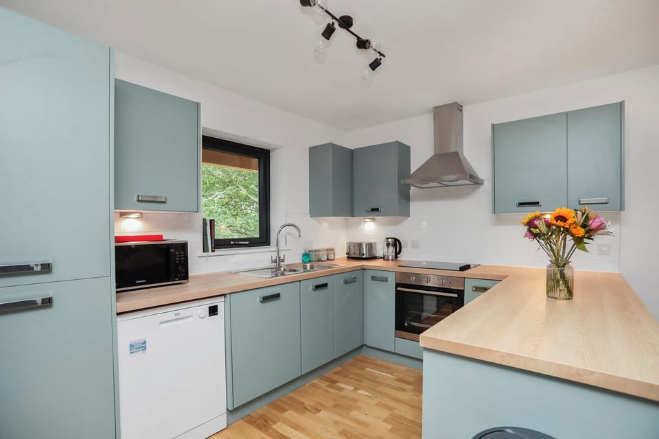 Fridge, dishwasher, electric kettle, toaster