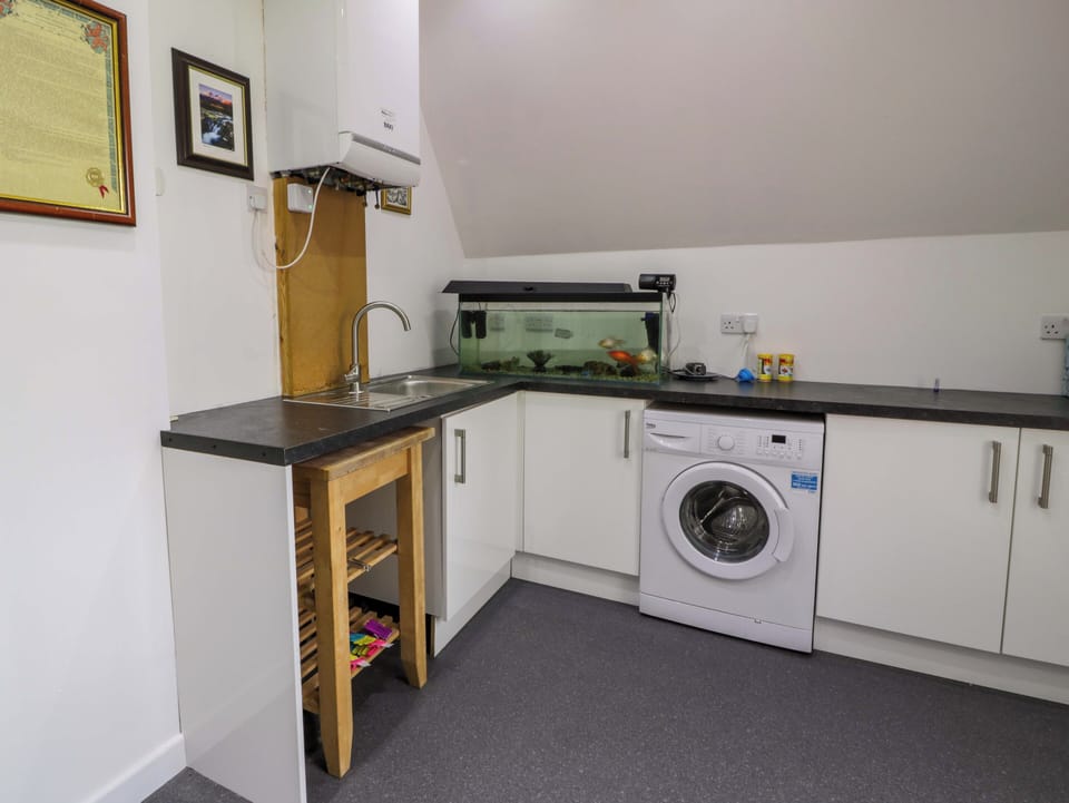 Fridge, dishwasher, electric kettle, toaster