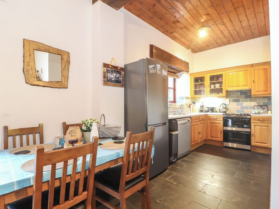Fridge, dishwasher, electric kettle, toaster