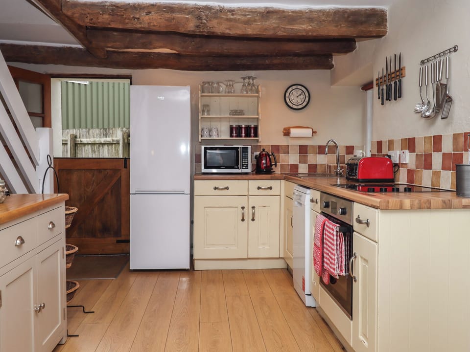 Fridge, dishwasher, electric kettle, toaster