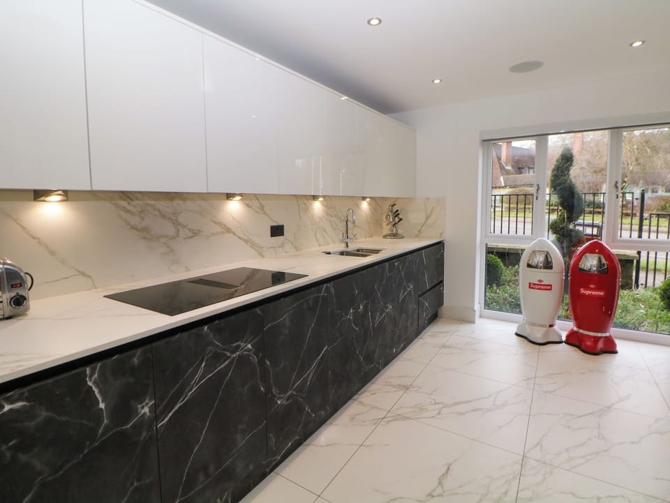Fridge, dishwasher, electric kettle, toaster