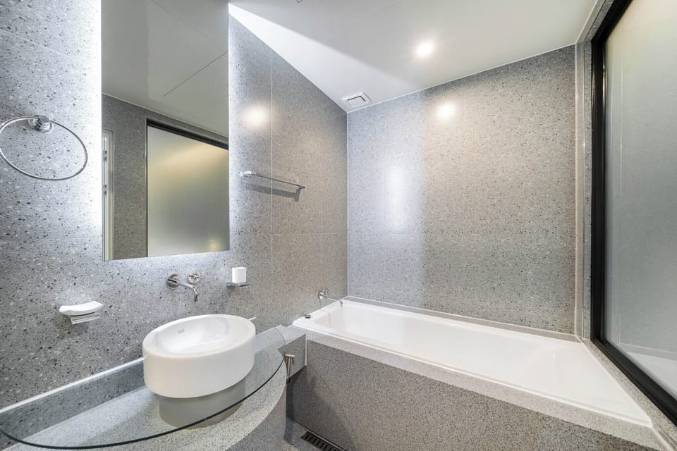 Hair dryer, bathrobes, slippers, bidet