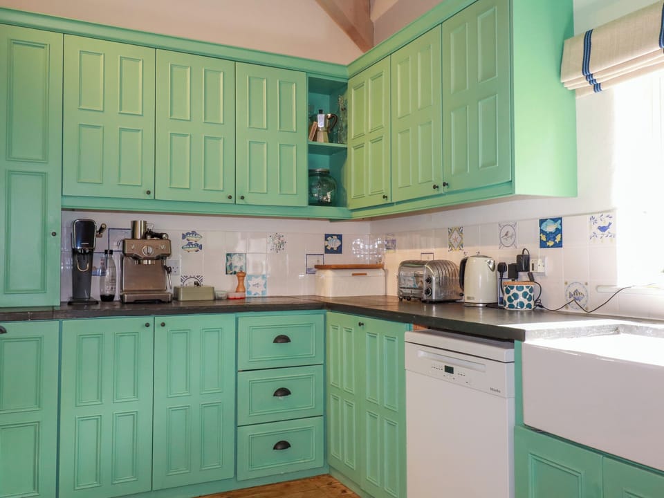 Fridge, dishwasher, electric kettle, toaster