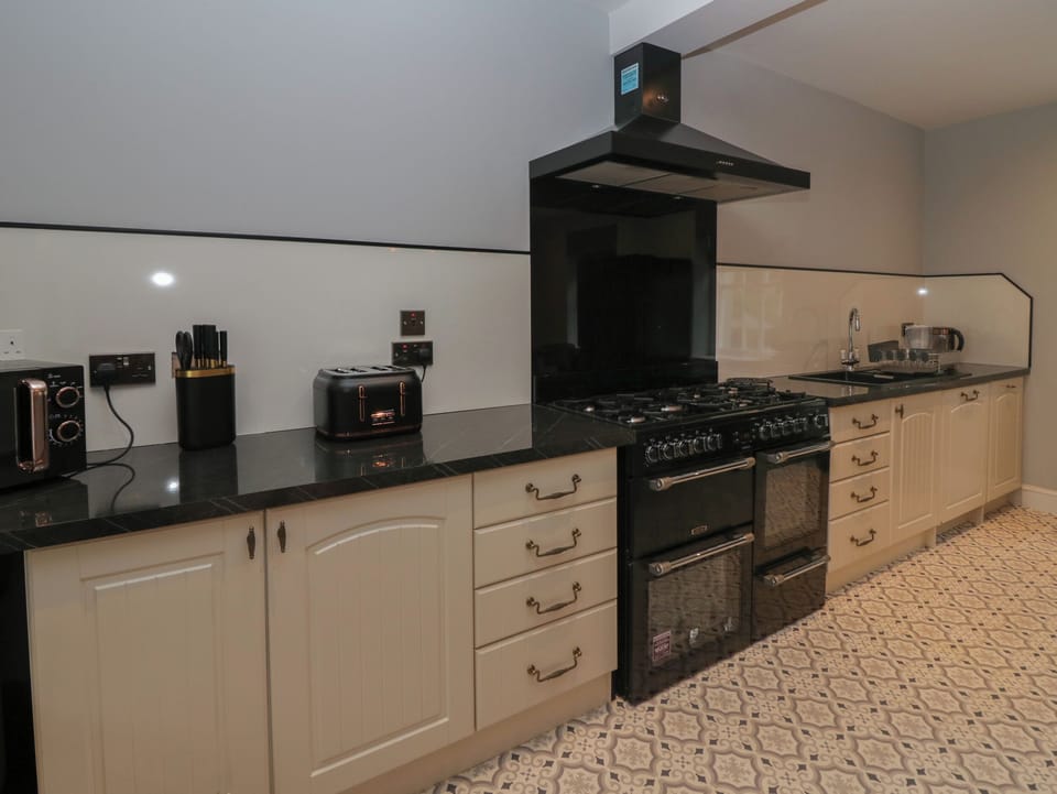 Fridge, dishwasher, electric kettle, toaster