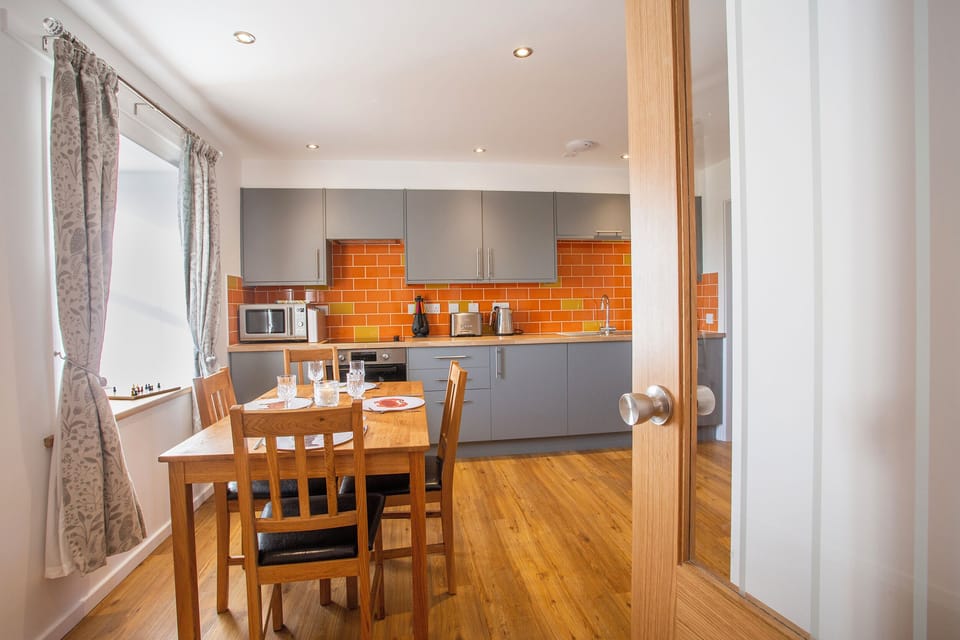 Fridge, dishwasher, electric kettle, toaster